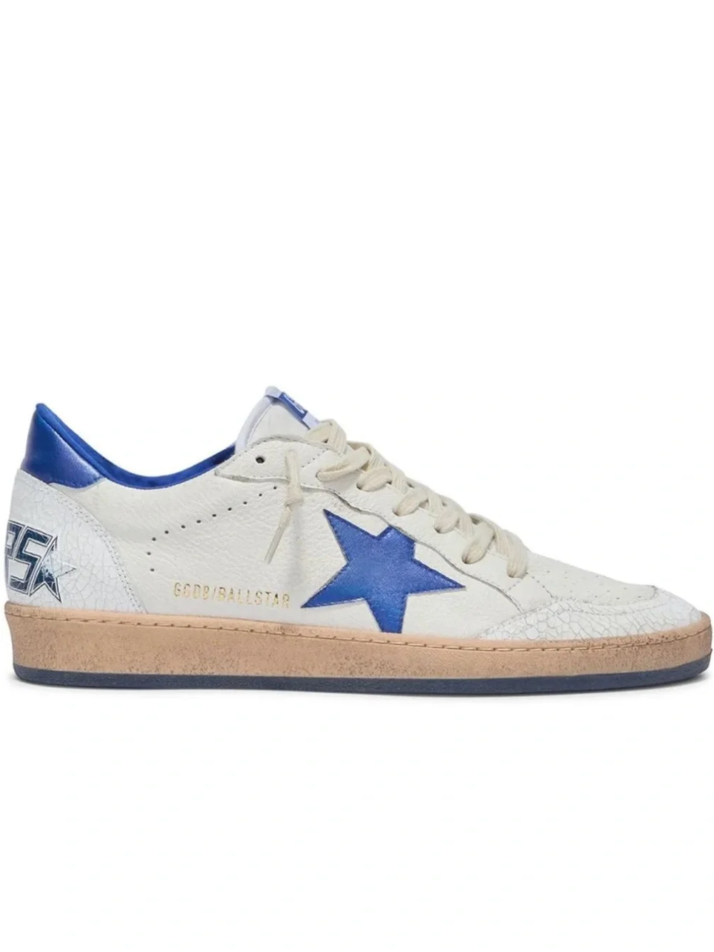 Golden Goose Sneakers in White and Blue with Tan Sole